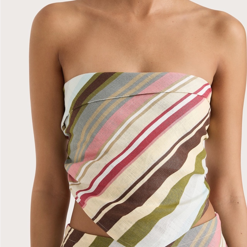 Faithfull the Brand Antibes Strapless Top Meleu Stripe Multi